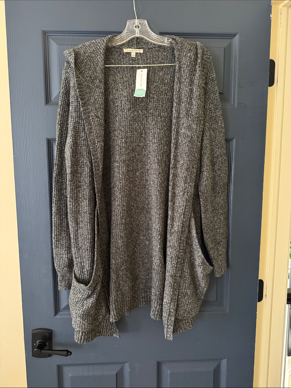 41 Hawthorn Gray Ribbed Open-Front Hooded Cardigan